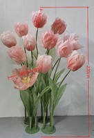 Bunga Tulip Organza Raksasa Buatan Desain Baru untuk Dekorasi Jendela, Pesta Pernikahan, Set Bunga, Latar Belakang Air Terjun