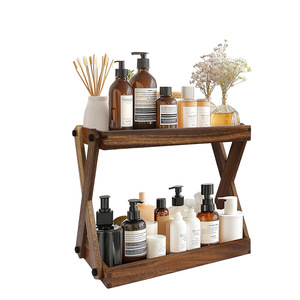 Double Layer <b>Wooden</b> Countertop Shelf 2 Tier Multi Function <b>Storage</b> Organizer For Kitchen Bathroom Supplies And Miscellaneous - Product Image 1