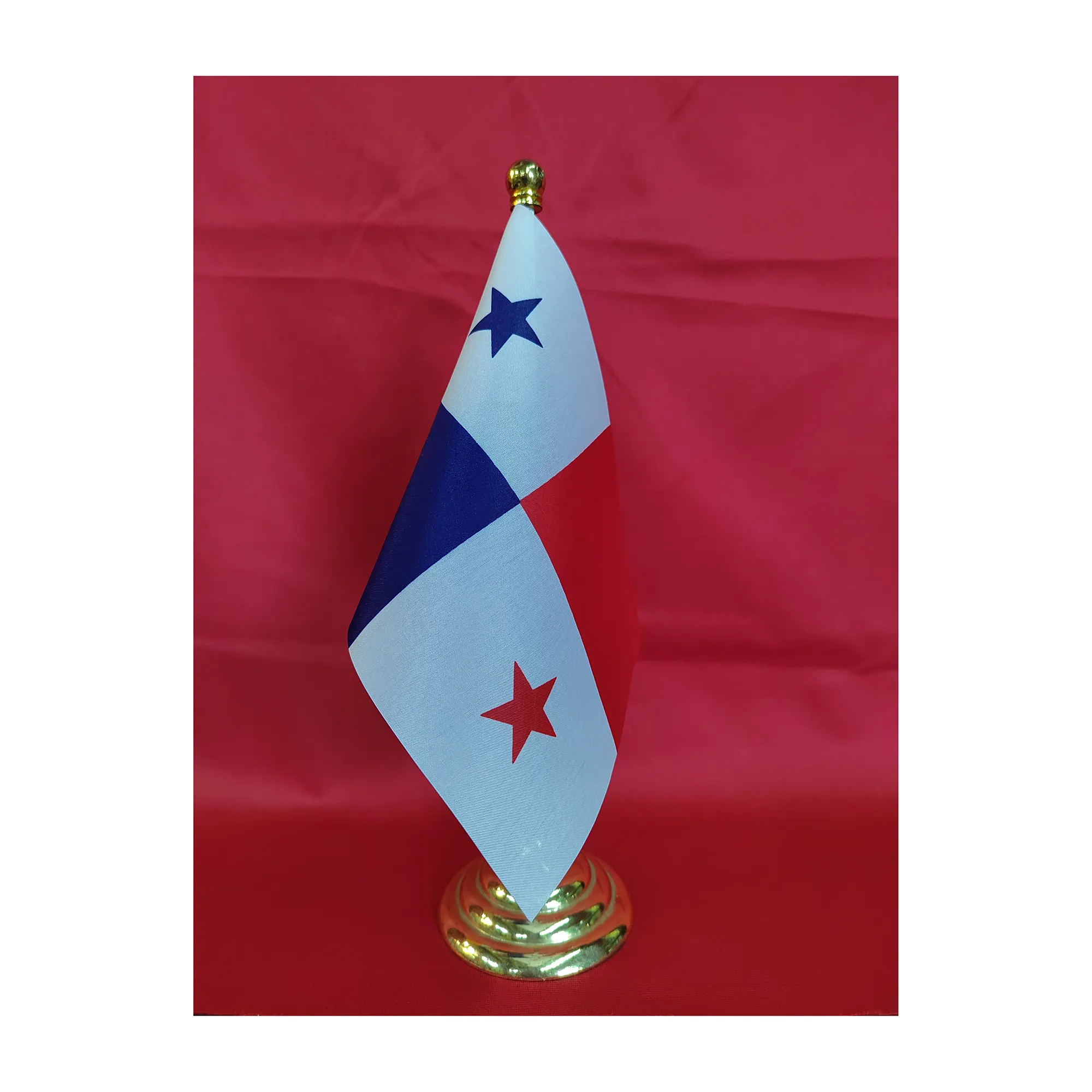 Panamá personalizada de alta calidad de impresión digital de doble cara Mini 14*21cm Bandera de mesa pequeña bandera de mesa brillante