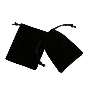 8x10cm <b>Black</b> <b>Velvet</b> Jewelry Cosmetics Pouch Drawstring Pocket Small Storage Bag - Product Image 1
