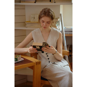 Pantalones de <span class=keywords><strong>Lino</strong></span> de Corte Bootcut, Estilo Vintage <span class=keywords><strong>Francés</strong></span>, Color Beige, con Rayas Verticales, Transpirables, para Verano - Product Image 4