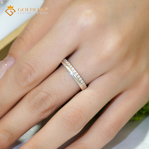 แหวนทองคำเปลวสั่งทำได้สำหรับทุกเพศ  ชุบเงิน S925 ประดับเพชรโมอิสซาไนต์ทรงกลมเจียระไนแบบเหลี่ยม ขนาด 1 มม./2 มม./3 มม. คุณภาพ D VVS เหมาะสำหรับใส่ในวันครบรอบหรือใส่ทุกวัน - Product Image 5