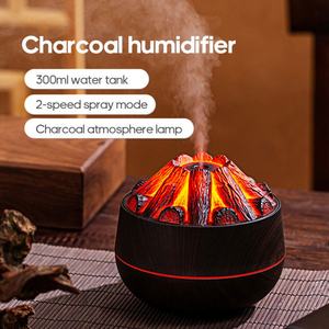 Humidificador Portátil de Carbón Vegetal para el Hogar, Pequeño y Grande, Capacidad de 300 ml, Humidificador USB de Escritorio, Aroma Volcánico, Humidificador de Aire con Efecto Fuego - Product Image 2