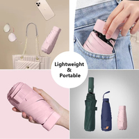 Mini parapluie anti-UV, résistant au vent et à la pluie, compact, portable, pour femmes et filles, idéal pour les voyages, les affaires, cadeau, vente en gros, OEM, usine chinoise