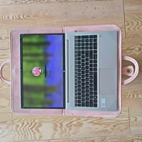 Funda Delgada y Ecológica para Portátil, Color Rosa, Cuero Vegano de PU de Base Biológica, Material Reciclado, 14-16 Pulgadas, para Mujeres y Niñas, Artículos de Primera Necesidad