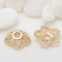 Bracelet en cuivre pur plaqué 14k, collier, pendentif en or véritable, entretoise creux