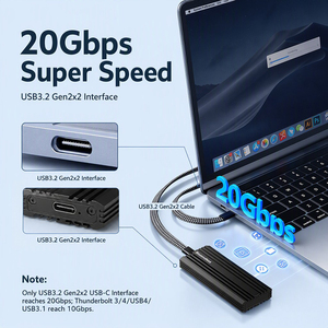 Casing SSD Eksternal Aluminium M.<span class=keywords><strong>2</strong></span> NVME PCIE 20Gbps USB3.<span class=keywords><strong>2</strong></span> Gen2x2 USB 3.<span class=keywords><strong>2</strong></span> Gen 2x2 Tipe-C Tipe C M.<span class=keywords><strong>2</strong></span> NVME Kotak Enclosure Adaptor - Product Image 3