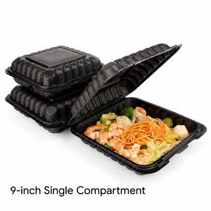 One Compartment Black Bento Takeaway <b>Microwave</b> Safe Disposable Plastic PP Snack Lunch Box Customizable Logo Blister Process Food - Product Image 1
