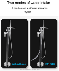360 °   Grifo de Bañera Giratorio de Latón con <span class=keywords><strong>Ducha</strong></span> para Bañera Independiente, Montaje en Suelo, Grifo Mezclador Monomando para Bañera, Cromado - Product Image 5