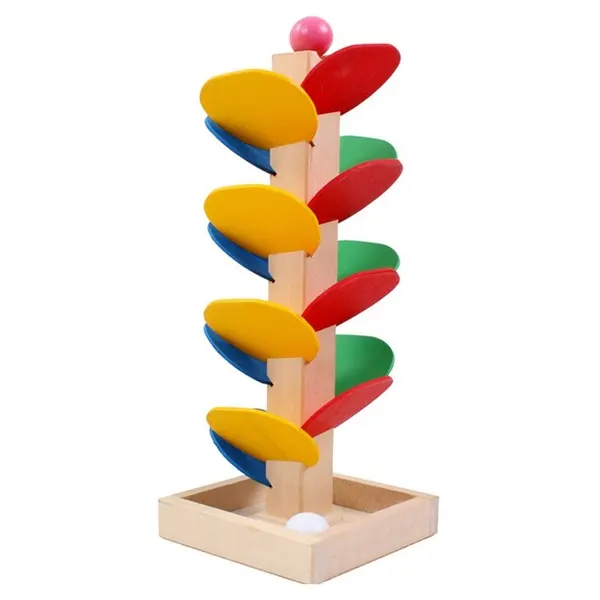 Holz Montessori Lernspiel zeug bunte Holz Baum Block Marmor Ball Run Track Babys pielzeug Lernspiele