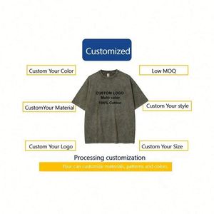 Design 250gms Men's <b>T</b>-Shirt Custom Logo Printed Vintage Acid- Washed Polyester Cotton Oversized & Heavyweight Design - Product Image 4