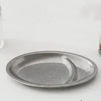 Piring Camilan Praktis dari Baja Tahan Karat Berbentuk Oval, Piring Kentang Goreng Vintage, Piring Pangsit Tebal Dekoratif untuk Restoran.