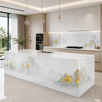 Style tendance : Dalles de pierre frittée blanches modernes polies pour îlots de cuisine, comptoirs, sols et salles de bain