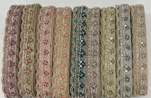 India Wholesale Bridal Lace Fabric with <b>Sequins</b> Embroidery Flowers Factory-Supplied Fabrics for Women's Dresses - Product Image 5