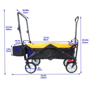 DB Heavy-Duty Collapsible Outdoor Utility Wagon Portable Garden Hand Cart <b>Drink</b> Holder Adjustable Features for Shopping - Product Image 6