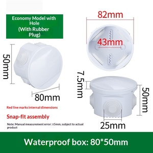 80x50mm IP65 <b>Waterproof</b> Round Junction <b>Box</b> ABS Plastic Pre-drilled 4 Holes with Rubber Plugs Outdoor <b>Electrical</b> Enclosure - Product Image 1