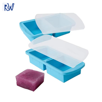 Grand récipient congélateur en silicone rectangulaire de 1 à 2 grilles avec couvercle Outils de cuisine pour la cuisson des gâteaux pour la congélation de la soupe Sauce Plateau à glaçons