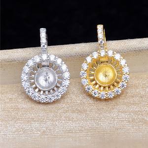 Support creux en argent S925 pour perles DIY, pendentif universel à boucle à pression de 10 mm avec motif tournesol ouvert pour étuis à bijoux - 5568 - Product Image 2