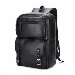 Sac à dos pour ordinateur portable de luxe unisexe en gros 2025, en cuir PU imperméable, doublure en polyester, fermeture éclair, capacité personnalisable - Product Image 1