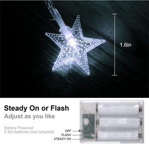 ไฟประดับรูปดาว 10 เมตร 80 หลอด LED <span class=keywords><strong>ส</strong></span>ีขาวเย็น ใช้แบตเตอรี่ 3AA 2 โหมด ไฟกระพริบ ตกแต่งบ้านในร่ม <span class=keywords><strong>ส</strong></span>ำหรับเทศกาลคริ<span class=keywords><strong>ส</strong></span>ต์มา<span class=keywords><strong>ส</strong></span> - Product Image 2