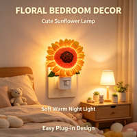 Lampe de nuit LED décorative en forme de tournesol, rotative à 360°, lumière douce et chaude, pour chambre à coucher, décoration intérieure toutes saisons, vente en gros d'usine, OEM