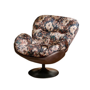 Sillón Reclinable Moderno Giratorio de un Solo Asiento, Diseño Estilo Cáscara de Huevo, Tapicería de Tela Retro - Product Image 2
