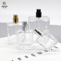 Flacon de parfum en verre transparent de luxe 20ml 30ml 50ml 100ml Flacon de parfum vide transparent carré plat