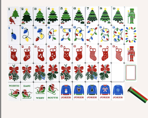 Tuiles de Mahjong Américaines en Acrylique Multicolores à 5 Couches, Thème Noël, Gravées avec Arbre de Noël, Chaussette de Noël, <span class=keywords><strong>Casse</strong></span>-<span class=keywords><strong>Noisette</strong></span>, 160 Pièces, Fêtes - Product Image 1