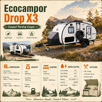 Kinlife pour caravane de luxe moderne en forme de goutte d'eau, mini-caravane premium indépendante avec cuisine arrière pour un confort optimal