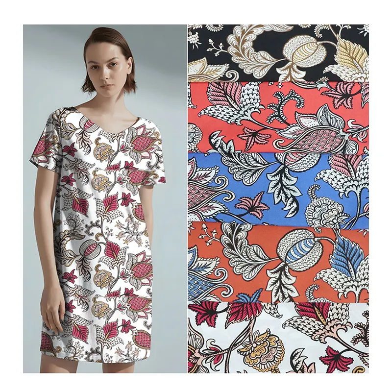 Hot selling large quantity of high price women's dress fabric polyester printed cloth