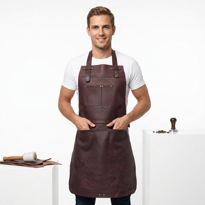 <b>Leather</b> Bib <b>Apron</b> Classic Style Durable Work <b>Apron</b> with Pockets for Cooking and Workshop Use - Product Image 3