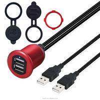 Type C 2.0 + USB2.0 mâle à femelle AUX support de voiture câble de lumière LED affleurant extension étanche pour voiture camion bateau moto 3ft