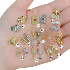 CZ9110ミニタイニー18kゴールドメッキCZマイクロペーブイヤホンコーヒーメーカーポットモカポットマティーニカクテルドリンクラッキーナンバー7チャーム - Product Image 6