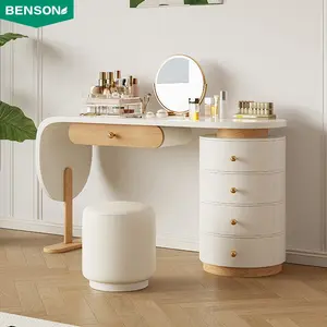 Meubles de maison pour femmes fournisseur de chambre à coucher commerciale longue commode de rangement en bois massif moderne ensemble de commode de chambre à coucher avec miroir