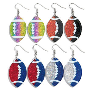 Groothandel Eenvoudige Bedrukte Hanger Ovale Sport Rugby Sieraden Kleurrijke Glitter Amerikaanse Voetbal Acryl Oorbellen Geschenken - Product Image 1