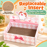 Lit et griffoir pour chat en carton ondulé moderne, durable et écologique, avec noyau remplaçable, style boîte