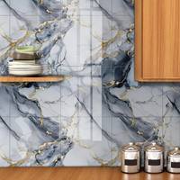 Autocollant mural en PVC imperméable de style moderne 30x30cm, effet marbre brillant, vinyle mousse 3D, décoration extérieure pour salle de bain et maison, à coller et à décoller