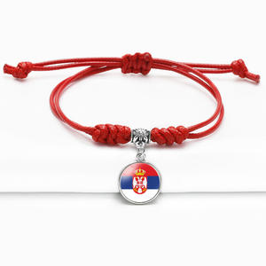 Nouveaux accessoires Bracelet en kevlar pour femme avec motif du drapeau national de la Serbie Pierre naturelle Rubis rouge Corde à main Longueur Modèle Yiwu 270062 - Product Image 2