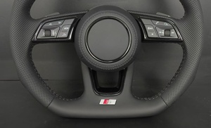 Volant de voiture à fond plat en cuir perforé <span class=keywords><strong>S</strong></span>-<span class=keywords><strong>Line</strong></span> pour <span class=keywords><strong>Audi</strong></span> A3/A4/A5/A6/A7/Q3/<span class=keywords><strong>Q5</strong></span>/Q7/R8/A8/<span class=keywords><strong>S</strong></span>/RS <span class=keywords><strong>Line</strong></span> - Product Image 4