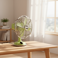Ventilateur de table extérieur et domestique personnalisé, couleur électrique, entièrement métallique, style antique et rétro, commande mécanique, 3 vitesses