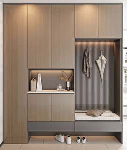 Mueble Zapatero de Madera Minimalista Moderno con Panel de Entrada Personalizable para Sala de Estar Moderna, Hoteles, Apartamentos y Almacenes - Product Image 3