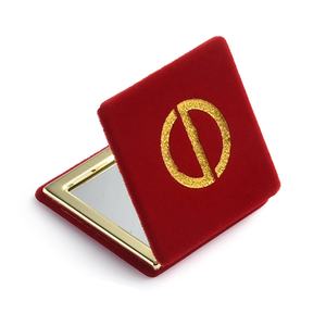 Glitter Gold Logo Velvet Cover Square Luxury Women Cosmetic Pocket <b>Mirror</b> - Product Image 1