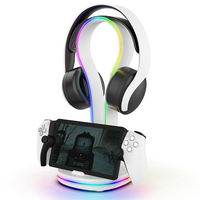 RGB Colorful Lighting Headset Stand for Storage and Type C Magnetic Charging Dock for P5 Portal