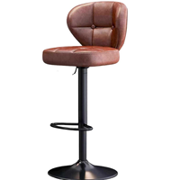 Chaise de bar en métal, comptoir nordique pivotant, ensemble de meubles modernes pour la maison, tabourets de cuisine en bois hauts, velours, cuir, or, luxe