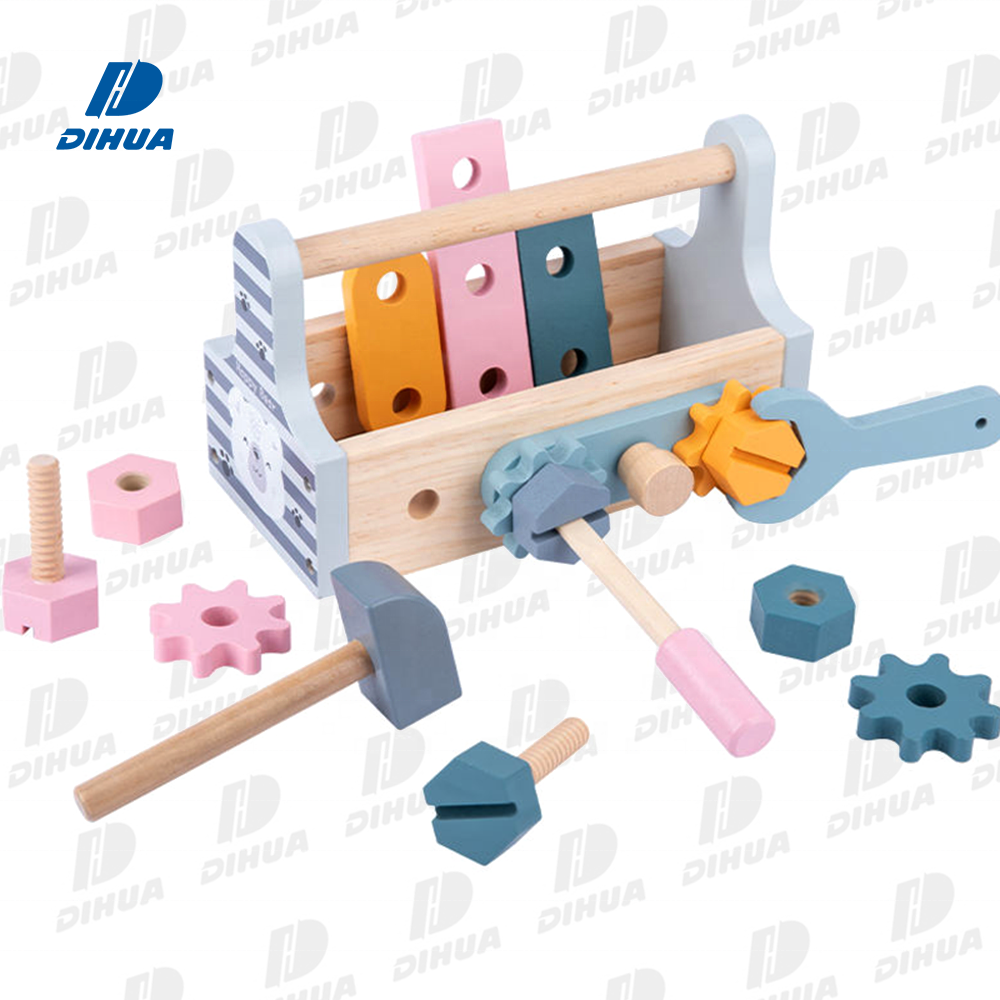 Деревянный ящик для инструментов, игрушечный набор для ролевых игр с набором инструментов, отвертка и молоток, обучающий деревянный ящик для инструментов Монтессори, игрушки для детей