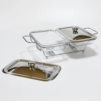Luxe serveerschaal van zilverkleurig chafing dish, 3,6L mini vierkante roestvrijstalen voedselwarmer voor moderne restaurant catering