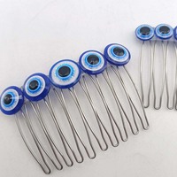 Pince à cheveux en acier inoxydable motif œil porte-bonheur, peigne à cheveux bleu, épingle à cheveux pour filles, accessoire pour tresses, coiffures quotidiennes, de fête ou décontractées