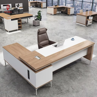 Bureau de direction de qualité en MDF, mobilier de bureau commercial avec tiroir, ensemble de bureau en L avec huche, bureau de PDG/directeur