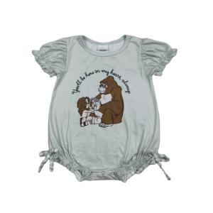 Combinaison à bulles pour bébés filles avec imprimé animaux, 95% coton et élasthanne, vêtements pour nouveau-nés et tout-petits en gros, fermeture éclair cachée, 200-220 g/m² - Product Image 1