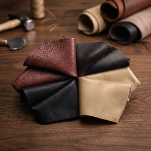 Cuir de vachette véritable du Groupe JNA, écologique, motif froissé, texture grain naturel, épaisseur 0,8-1,2 mm, couleur unie pour - Product Image 2